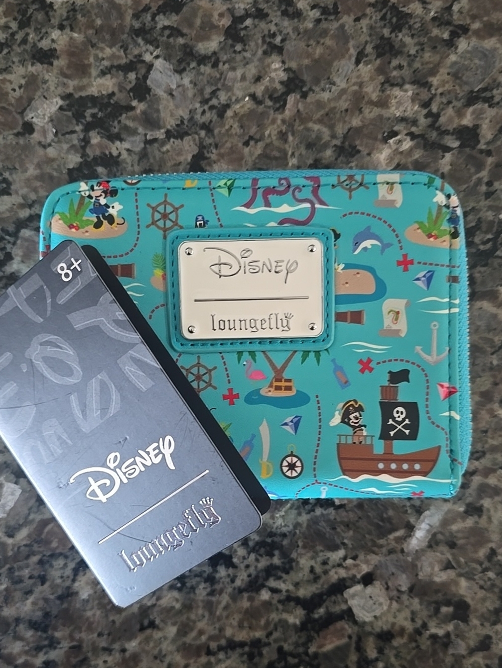 Loungefly Teal Disney Pirate Zip Wallet